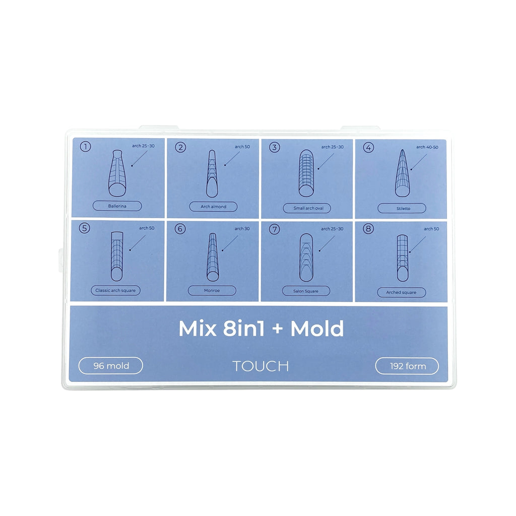 TOUCH Nail Tips Upper forms modeling Mix 8in1 + mold 288 pcs